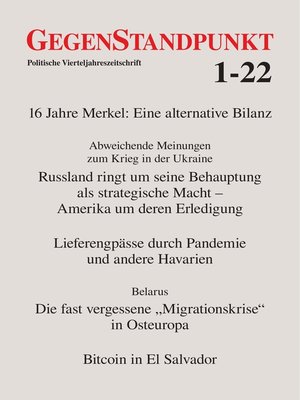 cover image of GegenStandpunkt 1-22